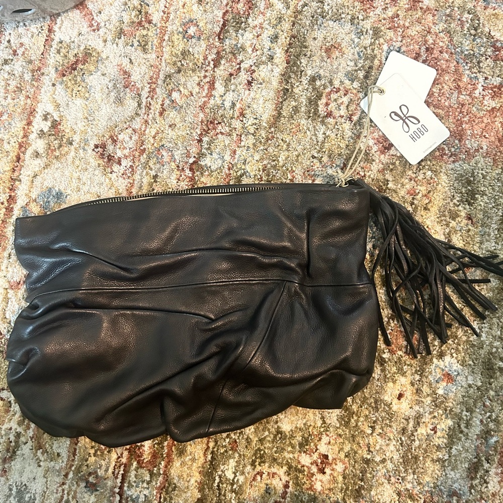 NWT- HOBO 100% Leather Black Brave Clutch